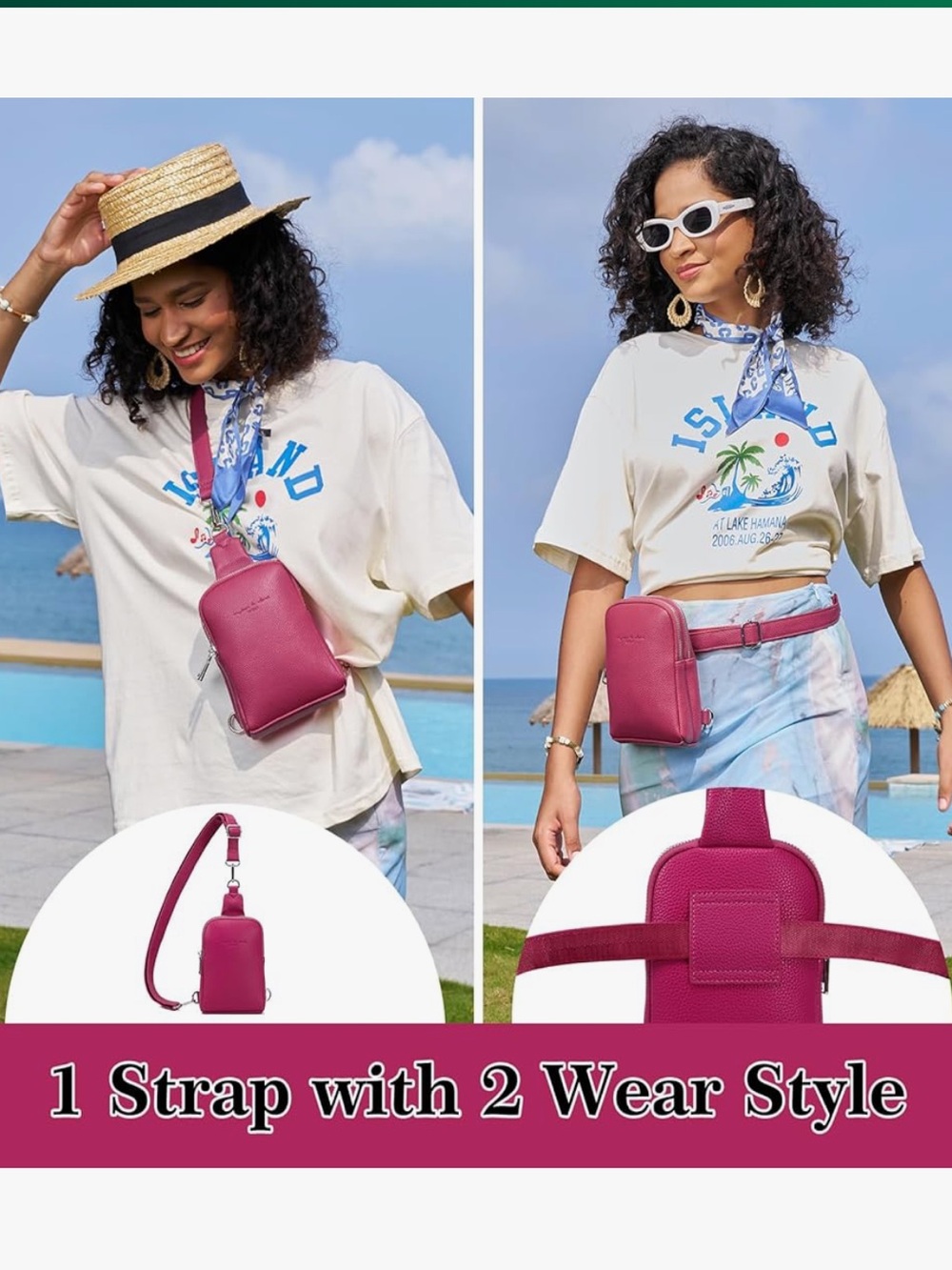 INICAT Anti Theft Crossbody Bag Adjustable Fanny Pack Travel Zip Compartments - Picture 7 of 11